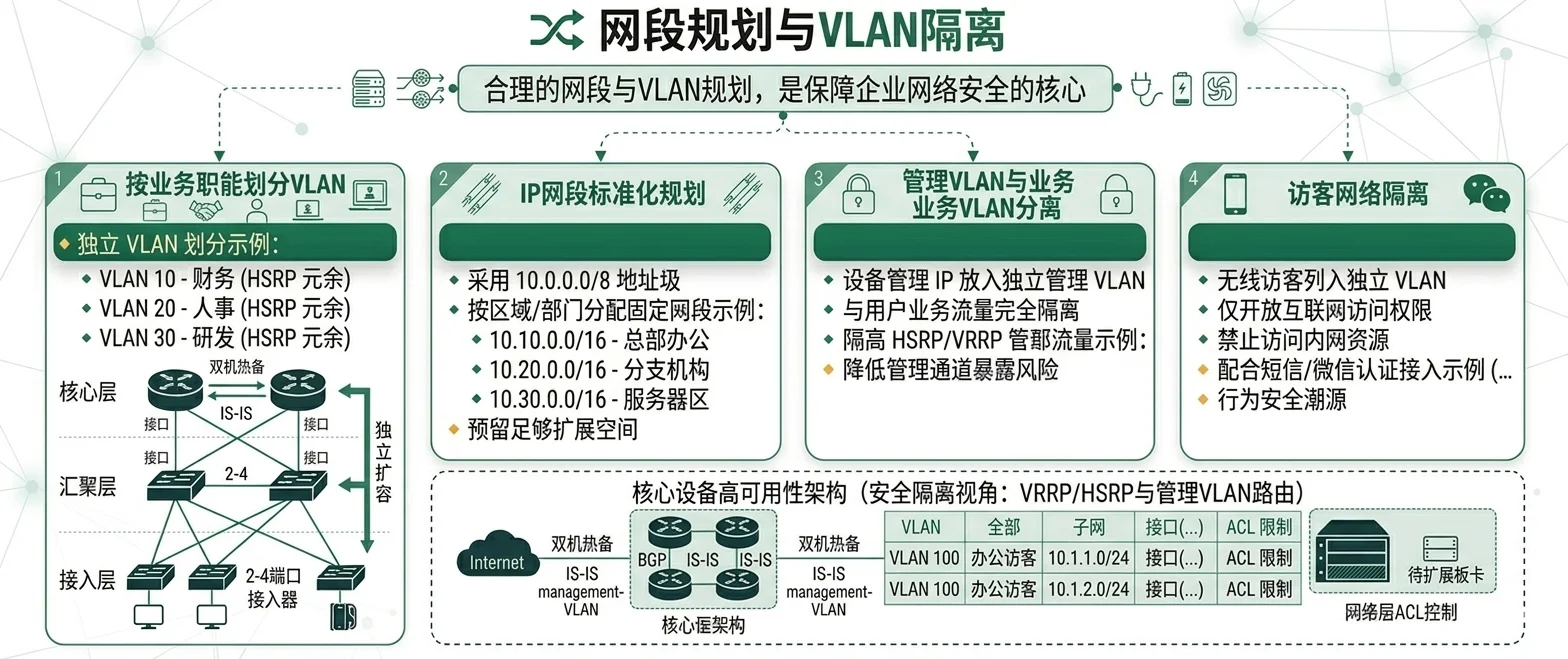 VLAN划分与网段规划拓扑示意图