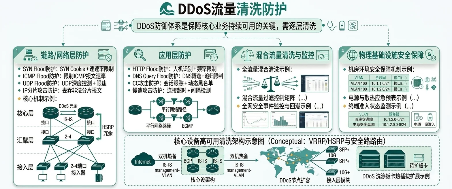 DDoS流量清洗防护架构示意图